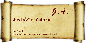 Jovián Ambrus névjegykártya